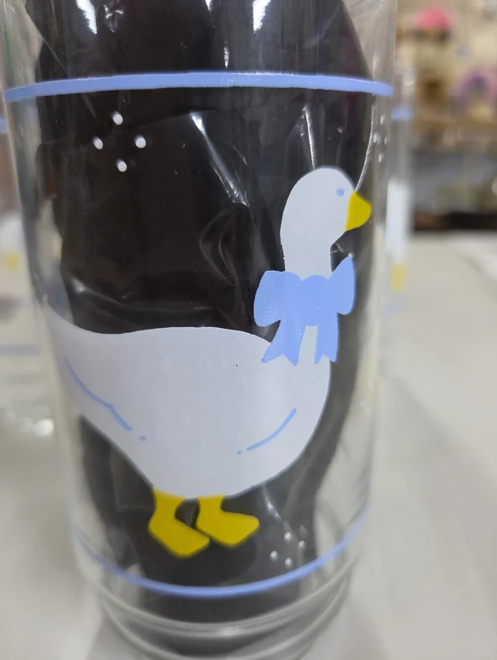 Vtg 1980s Country Goose Drinking Glasses Set of 8 | Blue Bow Farmhouse Tumblers
